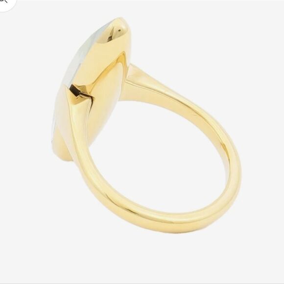 CALVIN KLIEN Continuity Slim Oval Faceted Yellow Glass Stone Ring size 7  NWT - Picture 5 of 7